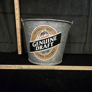 Labatt Genuine Draft Galvanized Ice Bucket Bar Decor